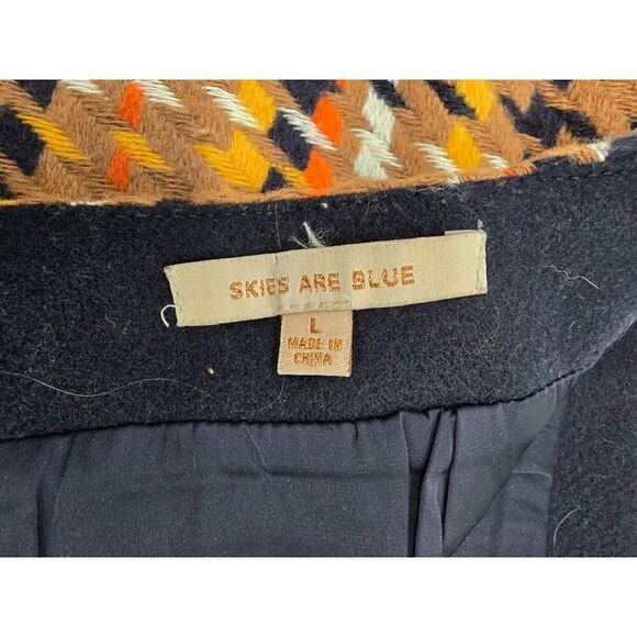 Skies Are Blue Womens Houndstooth Patterned Wool Blend Mini Skirt L academia - Picture 6 of 7